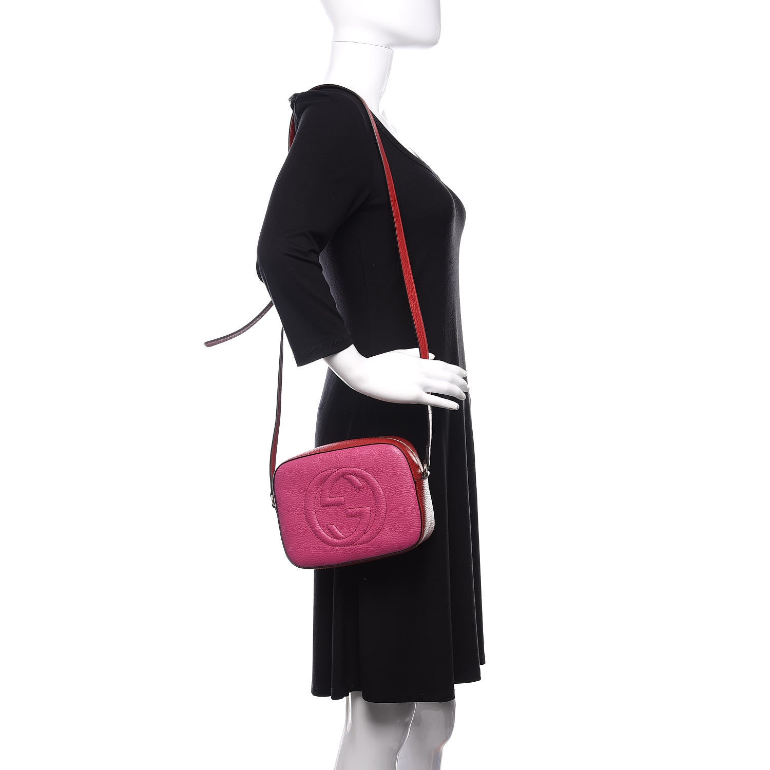 Gucci Dollar Calfskin Bi-Color Small Soho Disco Bag New Rosette Hibiscus Red 2 of 10