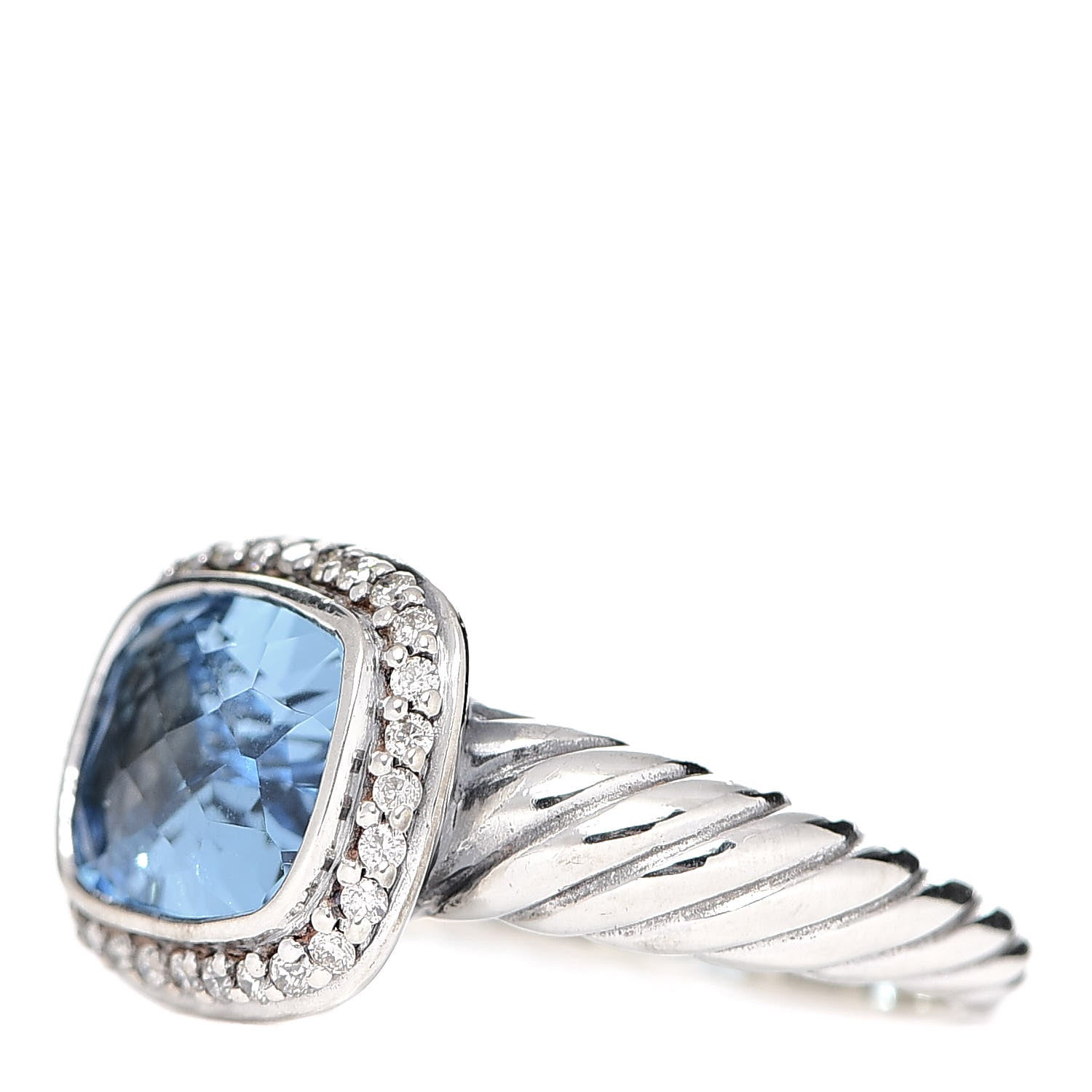 David Yurman Sterling Silver Diamond Blue Topaz 10mm Noblesse Ring 52 6 3 of 5