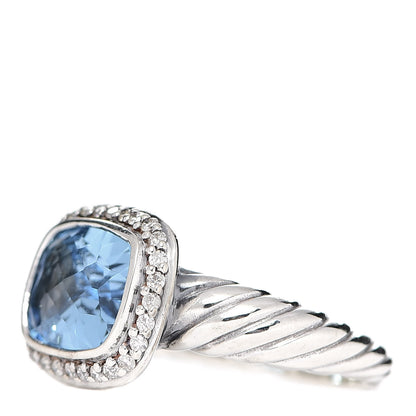 David Yurman Sterling Silver Diamond Blue Topaz 10mm Noblesse Ring 52 6 3 of 5