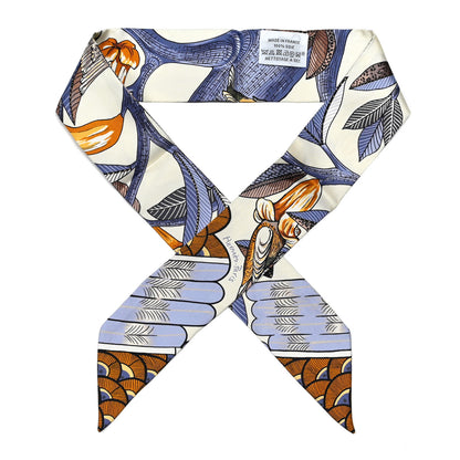 Hermes Silk Tree Of Song Twilly Creme Mauve Ocre 1 of 4