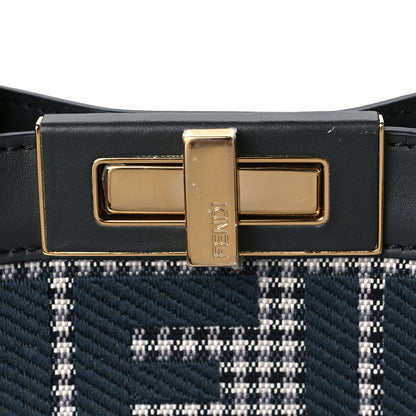 Fendi Wool Vitello King Houndstooth FF Embroidered Medium Peekaboo X-Tote Grigio Anthracite 6 of 8