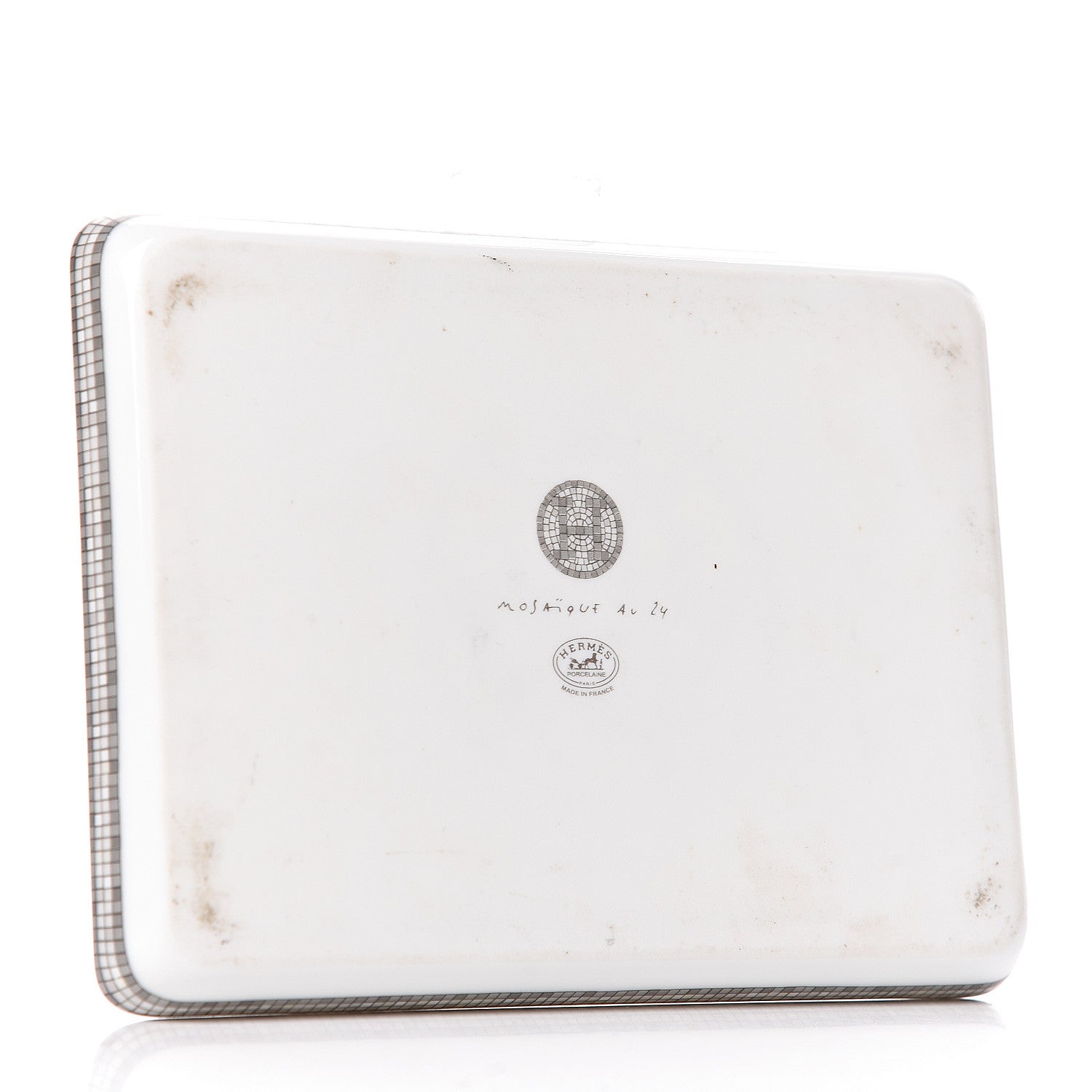 Hermes Porcelain Mosaique Au 24 Sushi Plate Platine 3 of 8