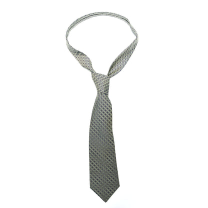 Hermes Silk Printed Mens Cravate Neck Tie Marron Vert 2 of 5