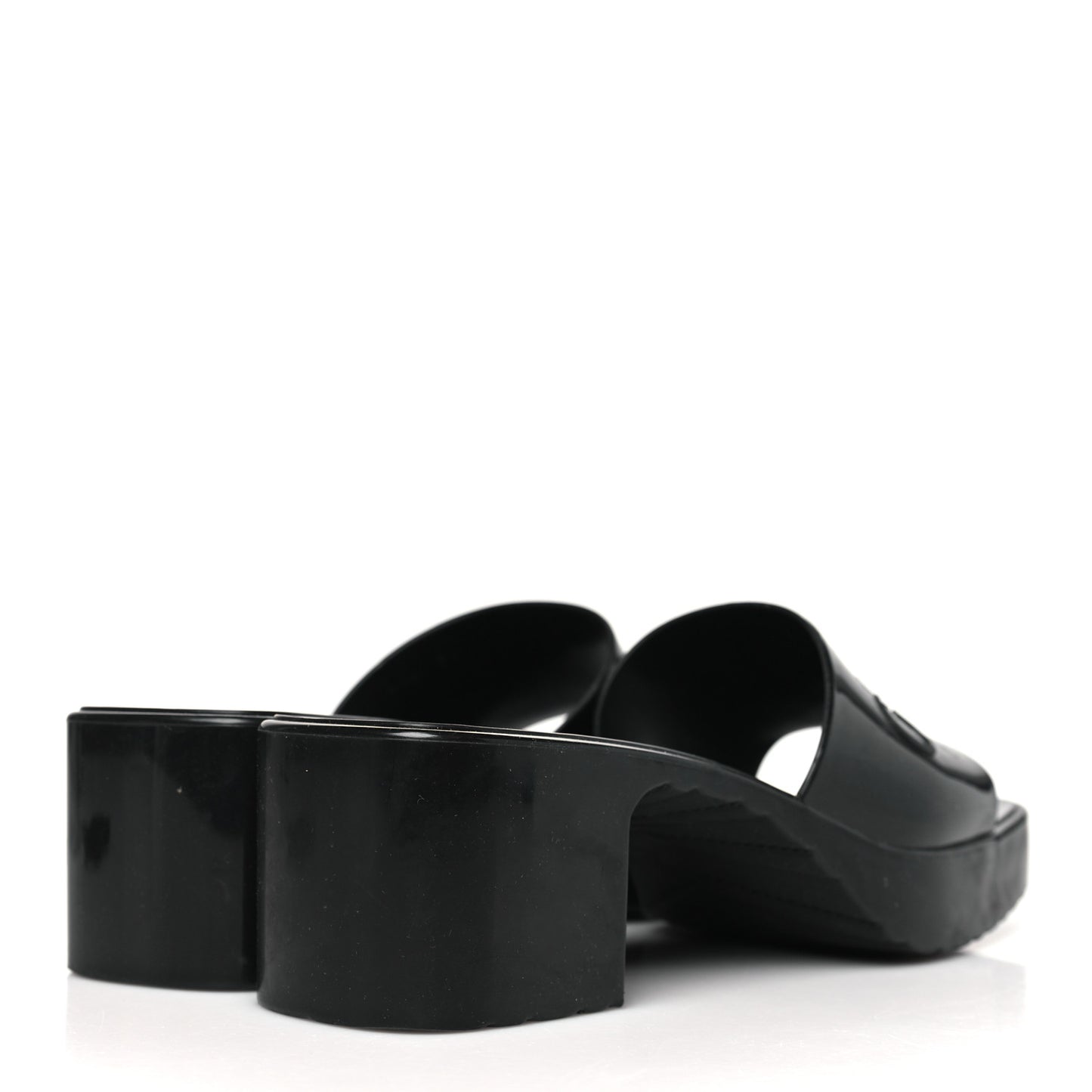 Rubber Gucci Logo Womens Platform 20/60mm Slide Sandals 36 Black