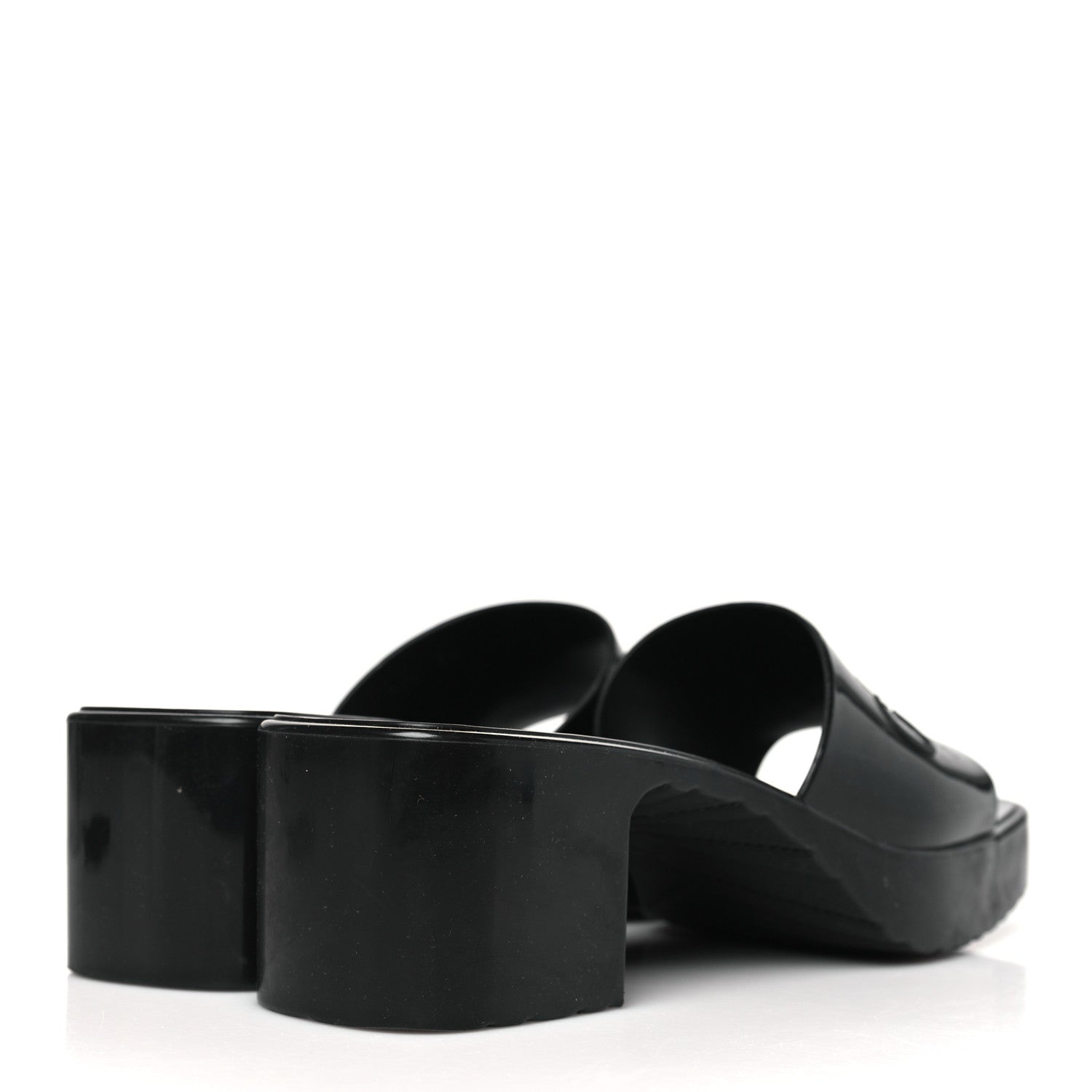 Gucci Rubber Gucci Logo Womens Platform 20/60mm Slide Sandals 36 Black 5 of 10