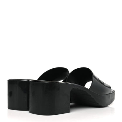 Gucci Rubber Gucci Logo Womens Platform 20/60mm Slide Sandals 36 Black 5 of 10