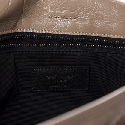 Saint Laurent Crinkled Calfskin Matelasse Monogram Medium Niki Chain Satchel Taupe 9 of 11