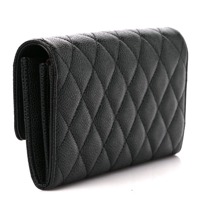 Chanel Caviar Quilted Large Gusset Flap Wallet Black 3 of 11