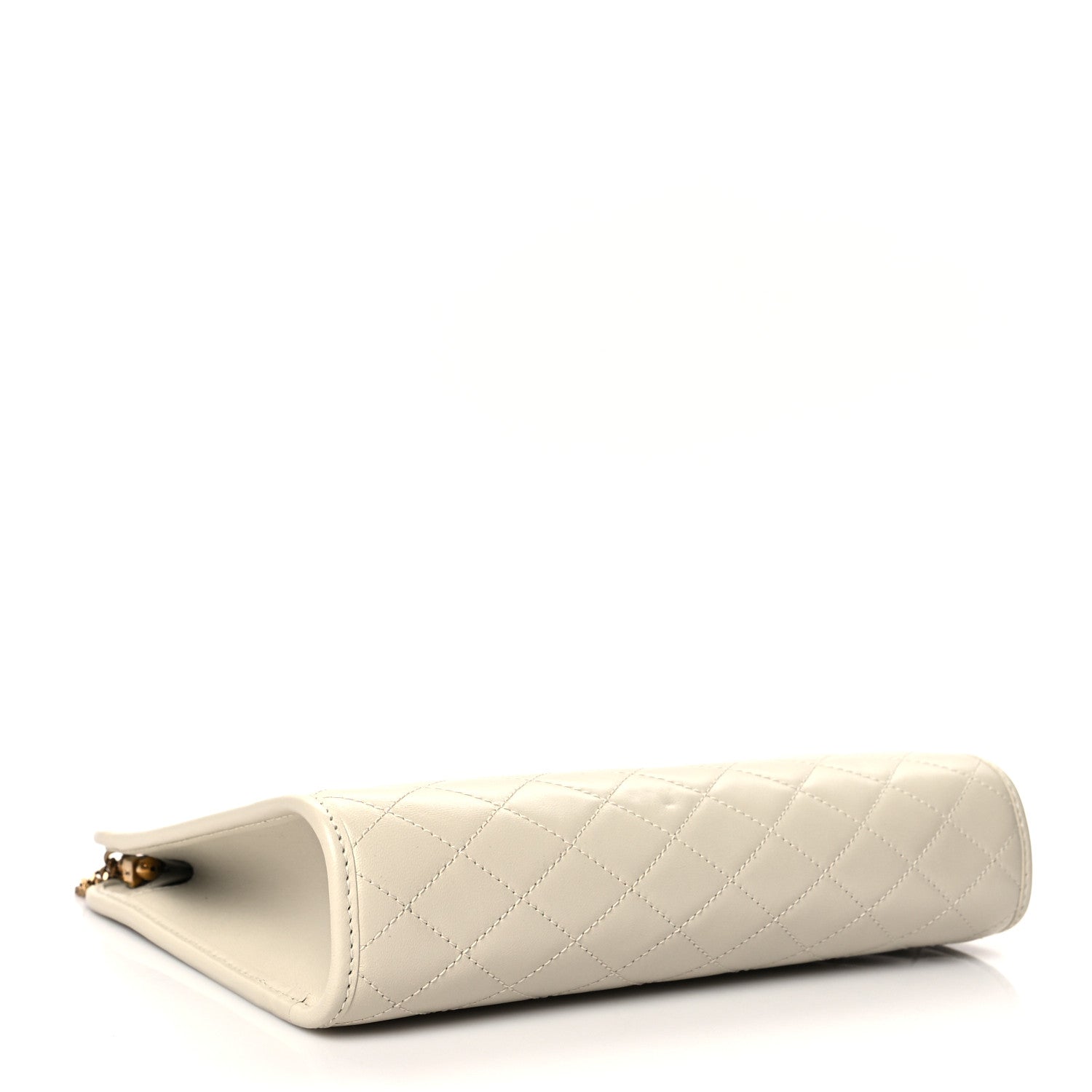 Saint Laurent Lambskin Quilted Monogram Baby Victoire Chain Clutch Blanc Vintage 4 of 9