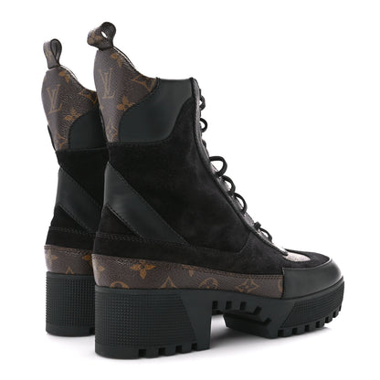 Louis Vuitton Suede Calfskin Monogram Laureate Platform Desert Boots 40.5 Black 4 of 8