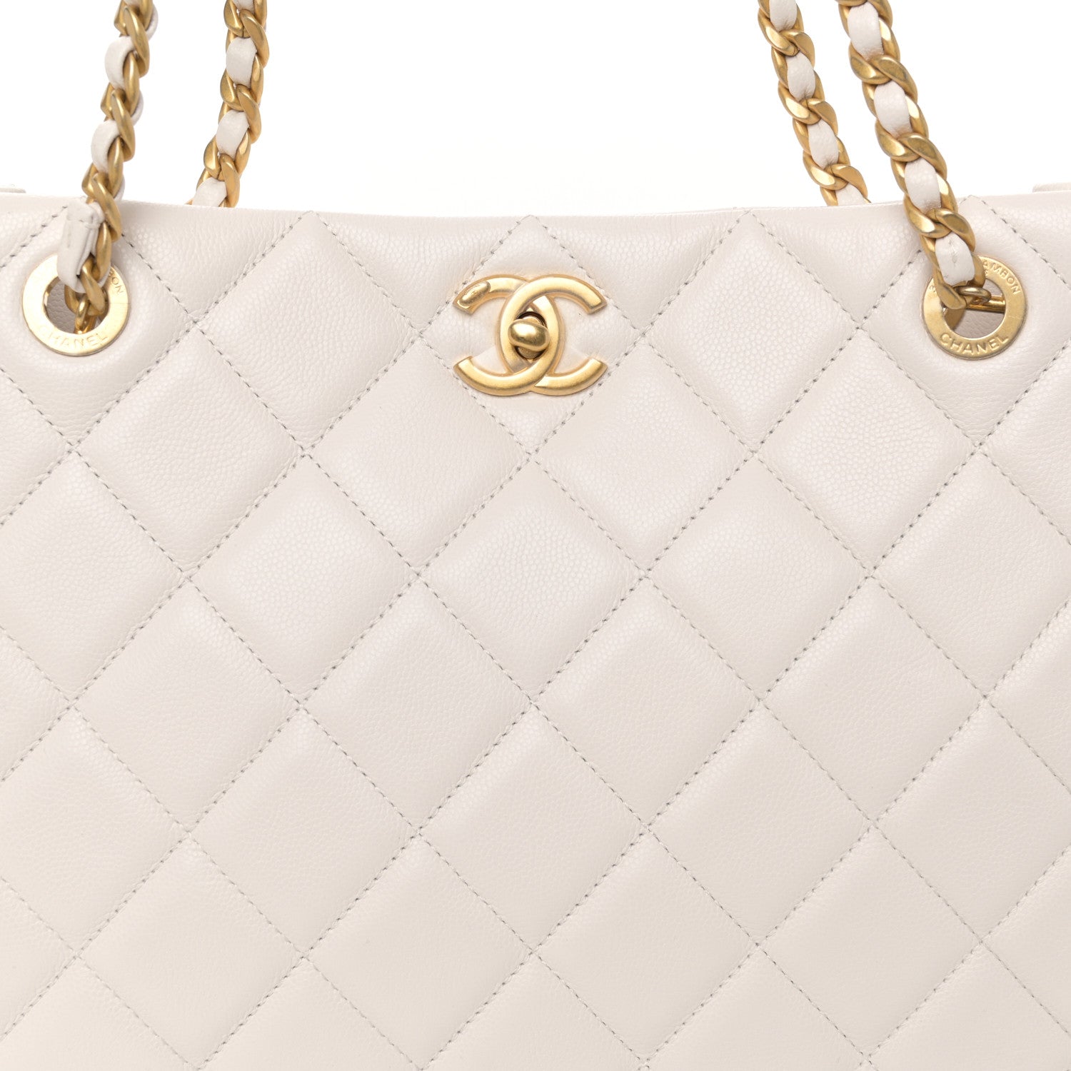 Chanel Caviar Quilted Sweet Classic Shopping Tote White 8 of 11