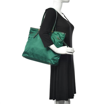 Prada Tessuto Nylon Saffiano Tote Oleandro 2 of 17