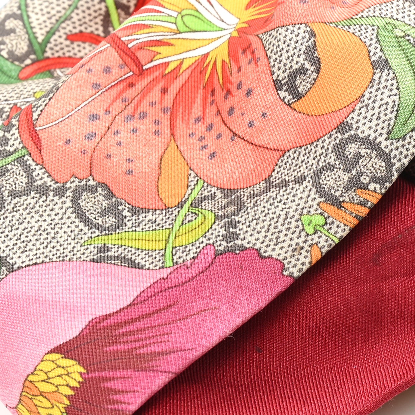 Silk Monogram Flora Print Headband M Red