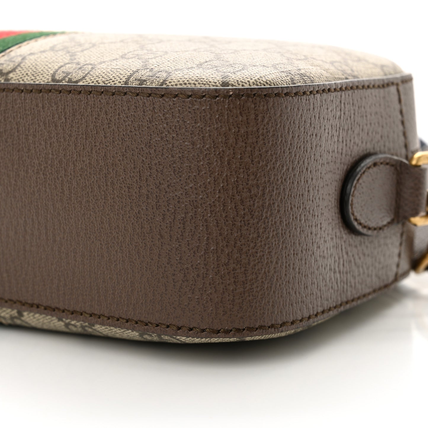 GG Supreme Monogram Textured Dollar Calfskin Web Ophidia Wristlet Shoulder Bag Beige Ebony New Acero