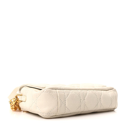 Christian Dior Supple Calfskin Cannage Caro Pouch with Chain Latte 4 of 10