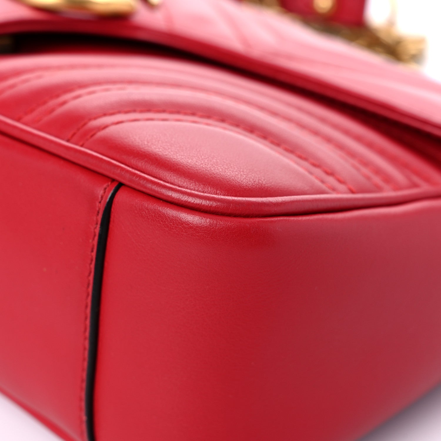Gucci Calfskin Matelasse Small GG Marmont Shoulder Bag Hibiscus Red 10 of 17