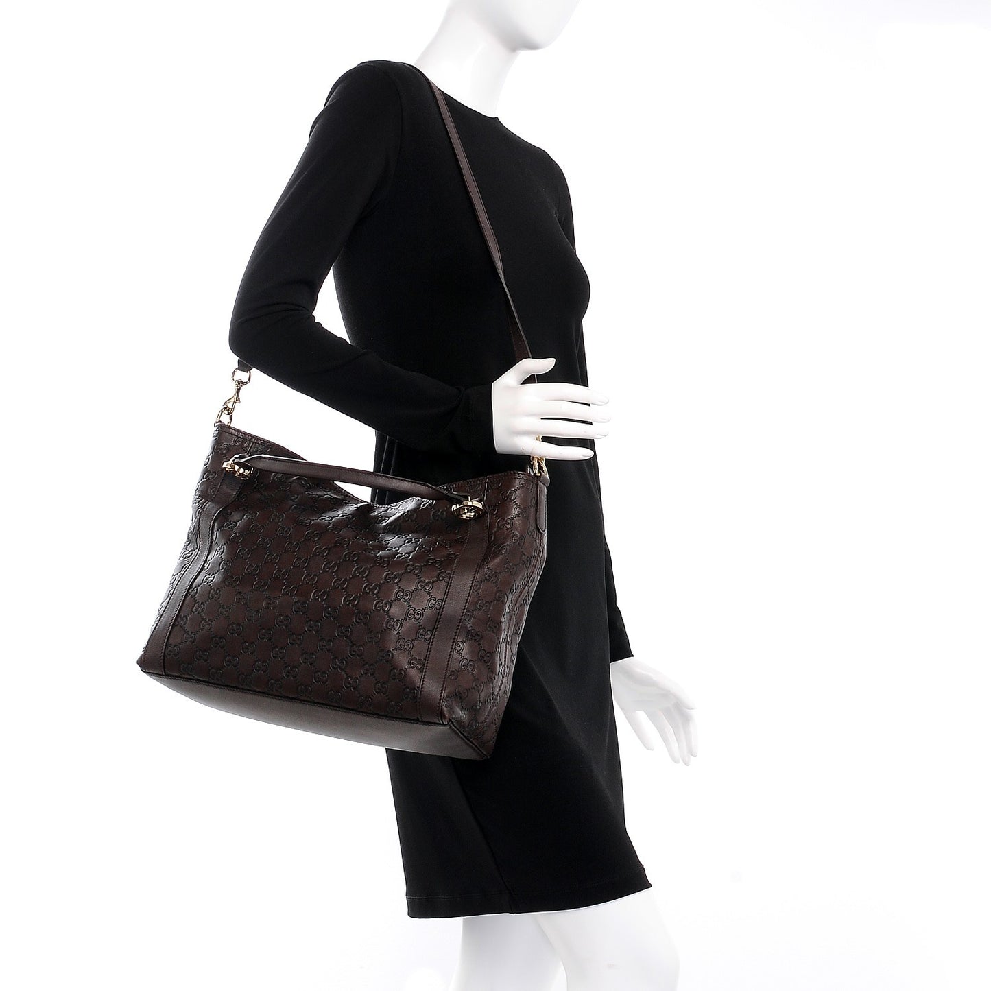 Guccissima Medium Miss GG Top Handle Bag Dark Brown