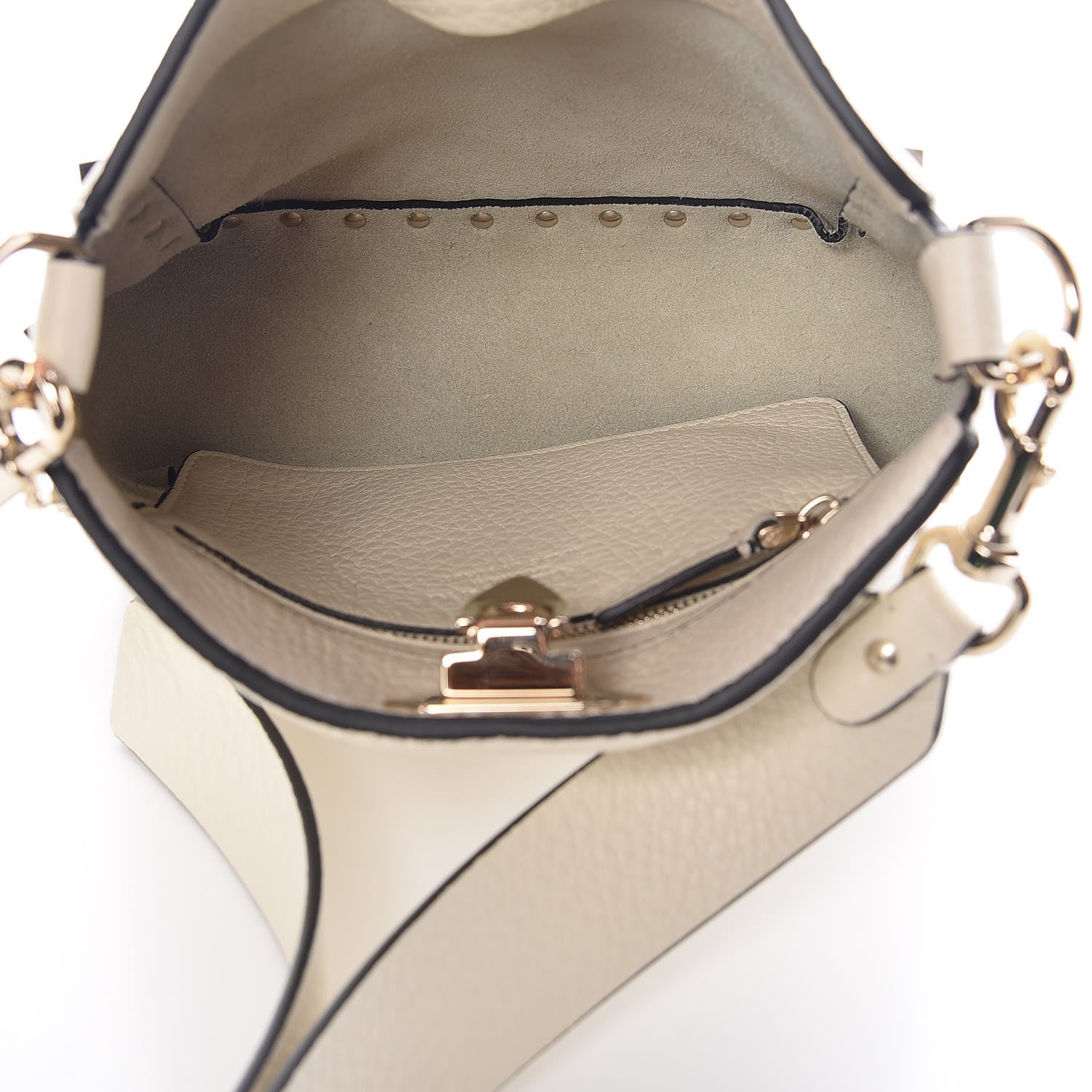 Valentino Garavani Pebbled Calfskin Mini Rockstud Flip-Lock Messenger Bag Light Ivory 5 of 6