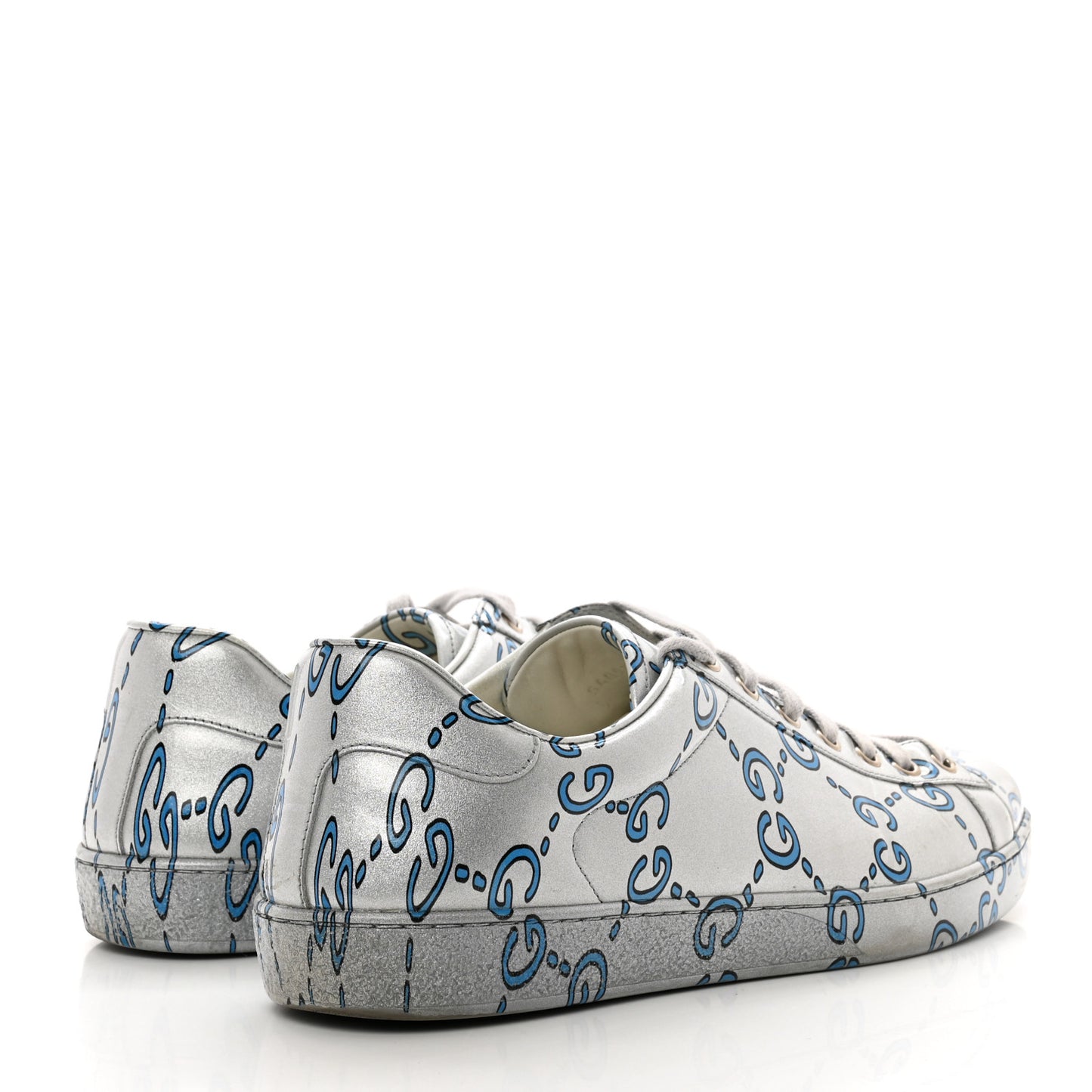 Miro Rubber Wax GucciGhost Print Mens New Ace Sneakers 10 Silver
