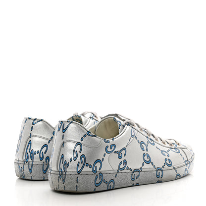 Gucci Miro Rubber Wax GucciGhost Print Mens New Ace Sneakers 10 Silver 4 of 9