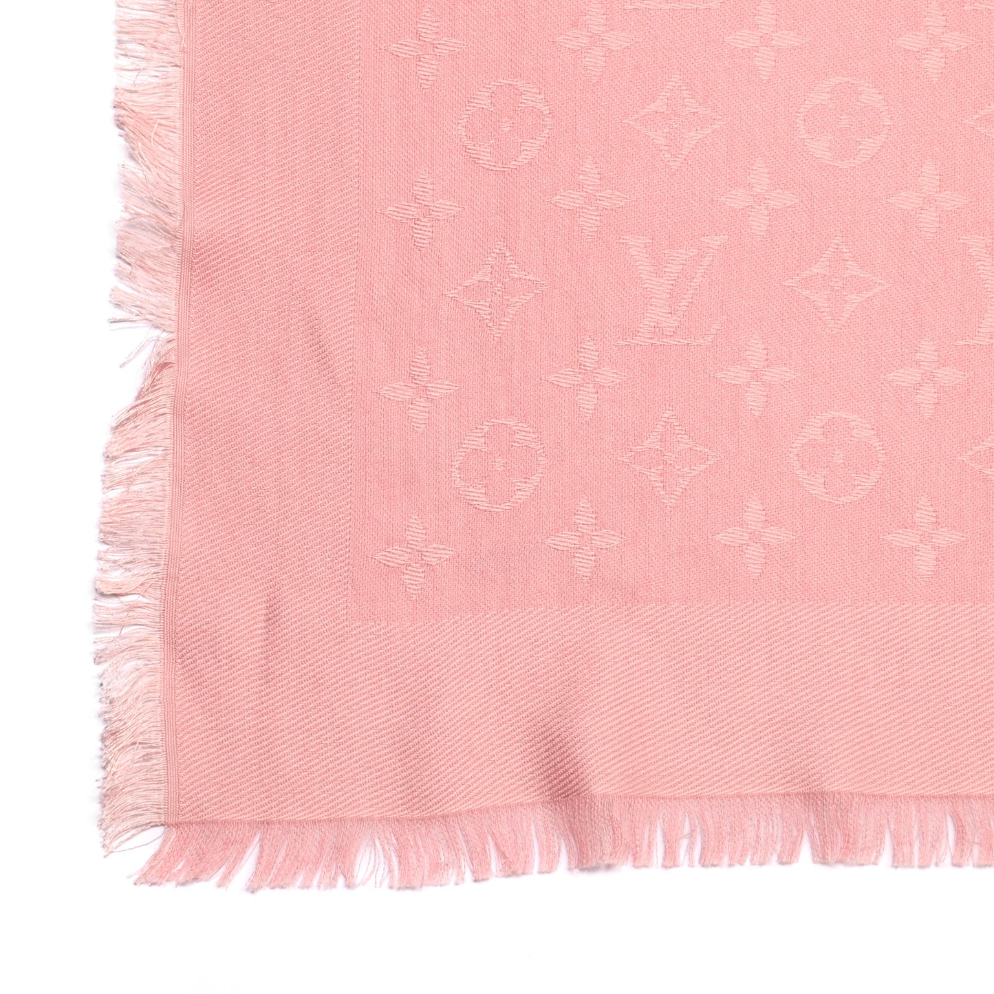 Silk Wool Monogram Denim Shawl Pink