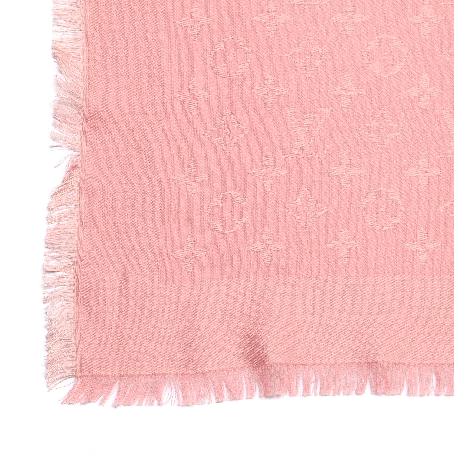 Louis Vuitton Silk Wool Monogram Denim Shawl Pink 3 of 4