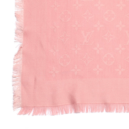 Louis Vuitton Silk Wool Monogram Denim Shawl Pink 3 of 4