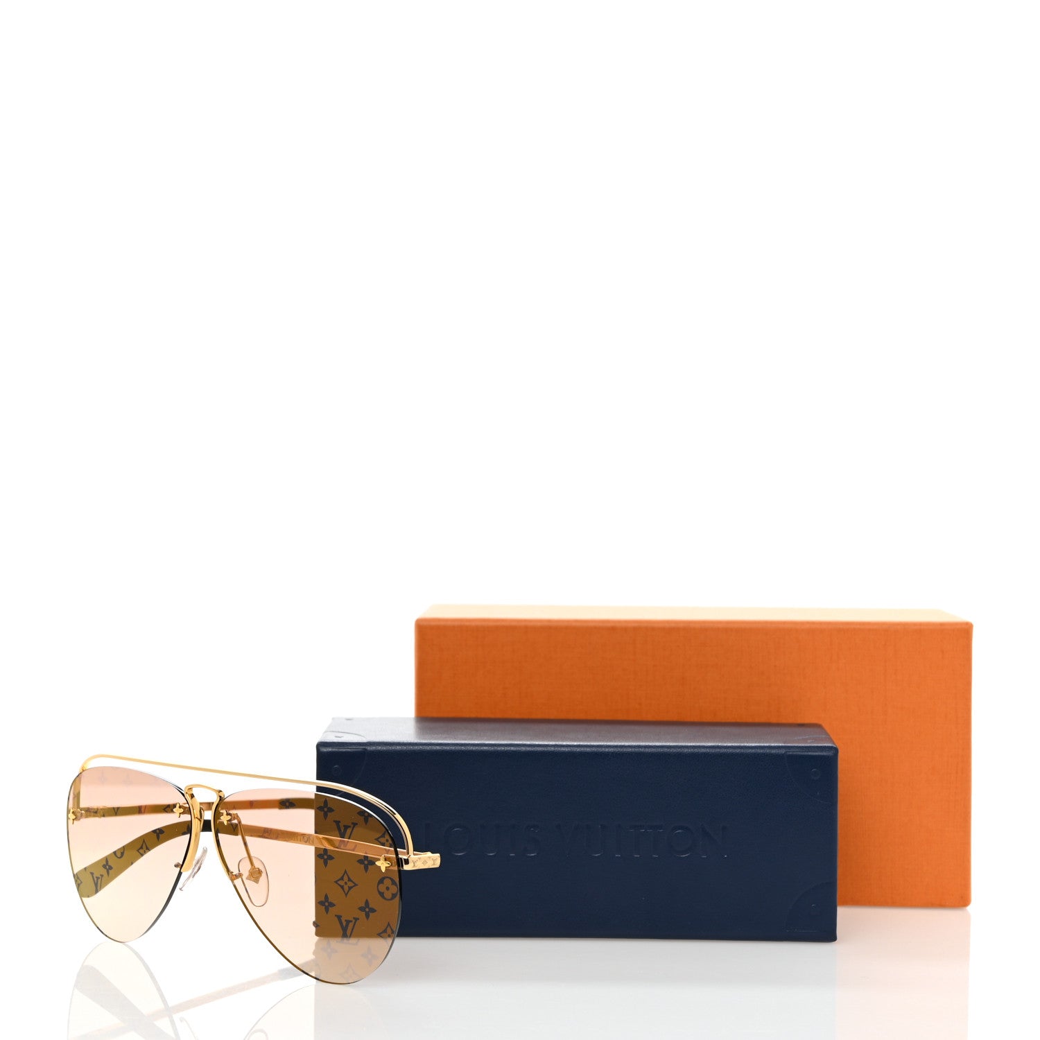 Louis Vuitton Monogram Grease Sunglasses Z1366E Gold 8 of 8