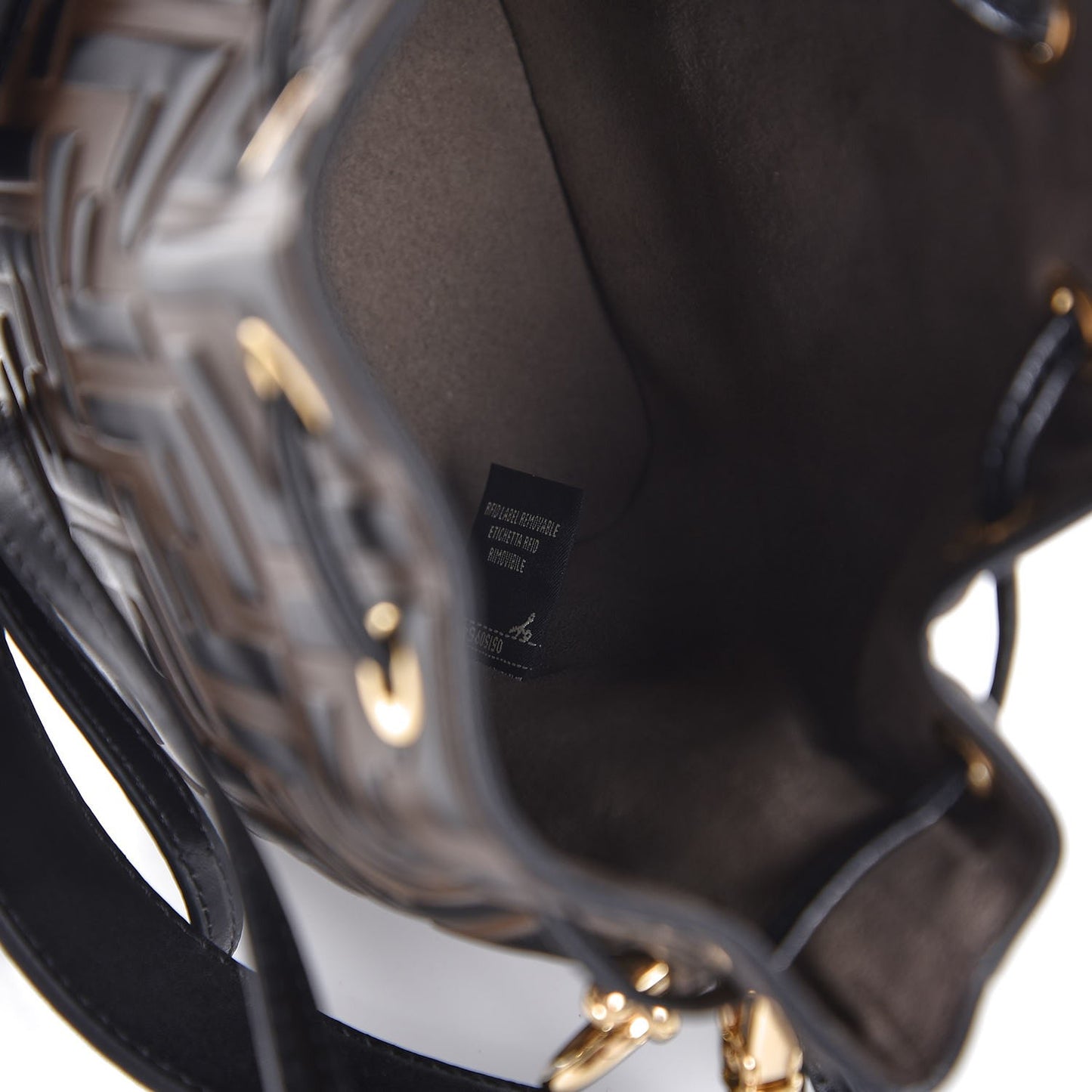 Vitello Liberty F is Fendi Bi-Color FF 1974 Embossed Mini Mon Tresor Bucket Bag Maya Black