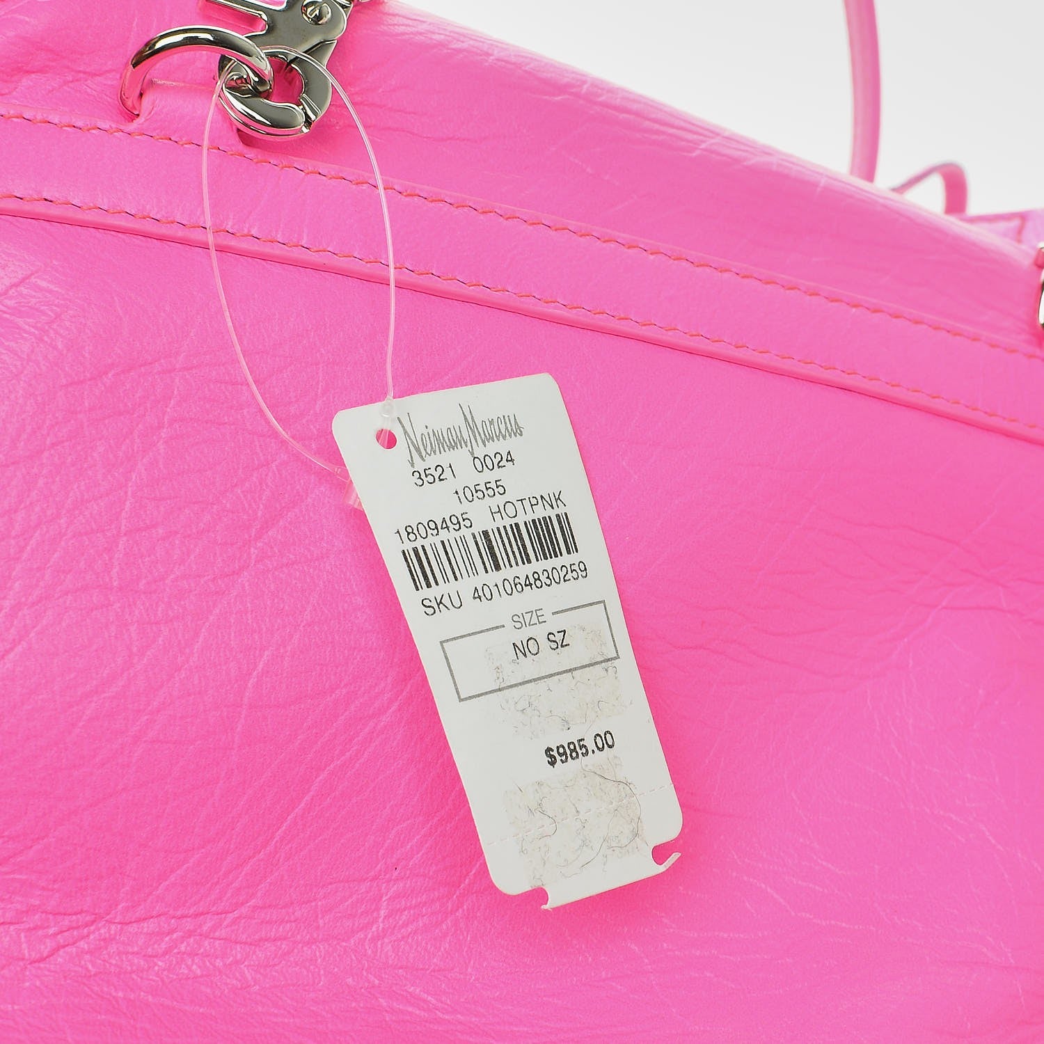 Balenciaga Agneau Classic Silver Hardware Mini Envelope Strap Clutch Rose Fluo 9 of 10