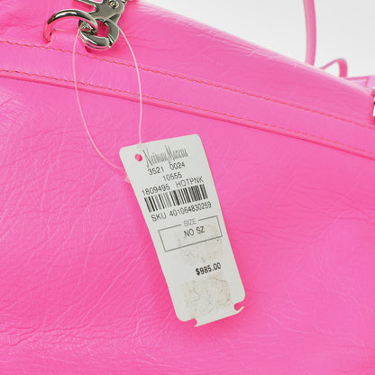 Balenciaga Agneau Classic Silver Hardware Mini Envelope Strap Clutch Rose Fluo 9 of 10