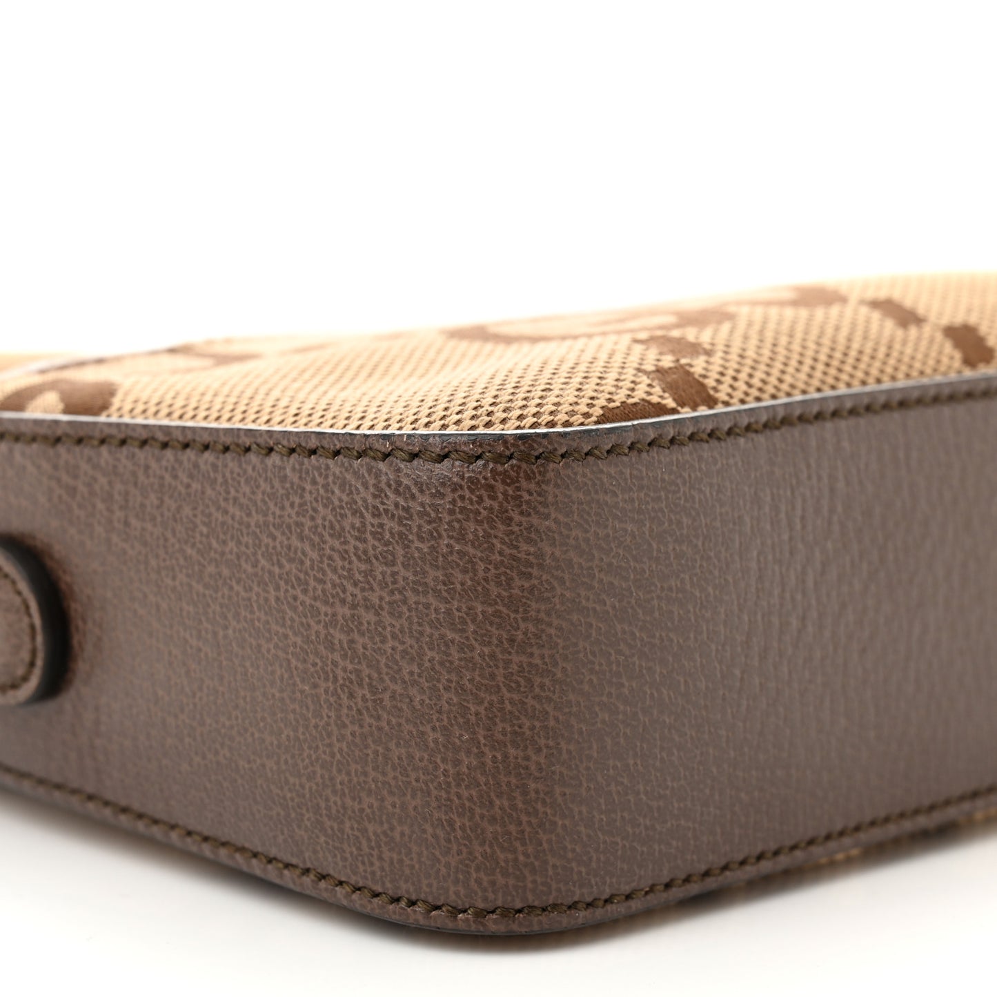 Monogram Jumbo GG Textured Dollar Calfskin Web Messenger Shoulder Bag Camel Ebony New Acero