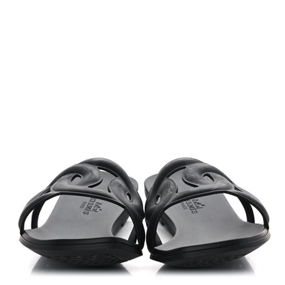 Hermes Rubber Aloha Sandals 39 Black 2 of 8