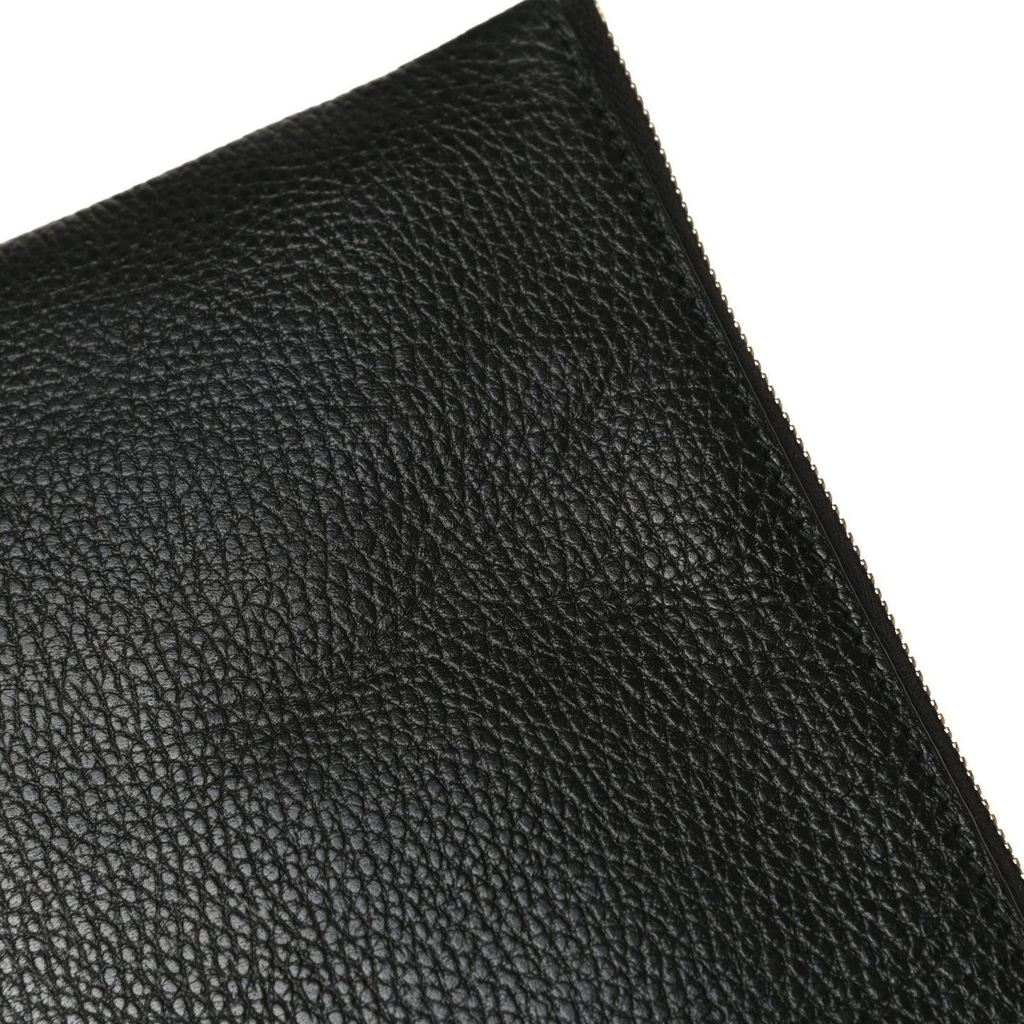 Pebbled Calfskin Large Bamboo Clutch Black