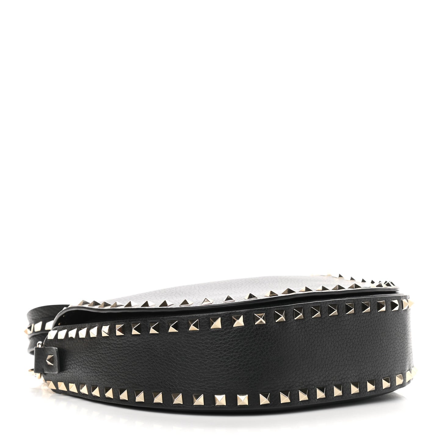 Vitello Large Rockstud Halfmoon Saddle Bag Black
