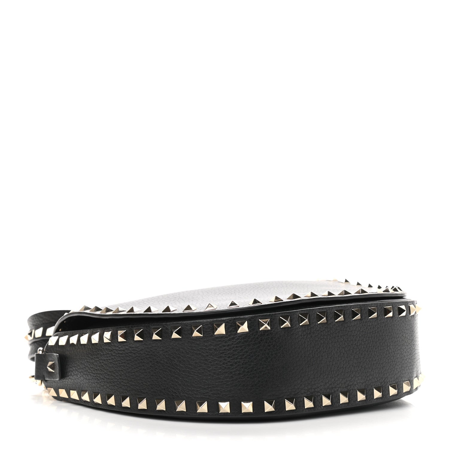 Valentino Garavani Vitello Large Rockstud Halfmoon Saddle Bag Black 3 of 9