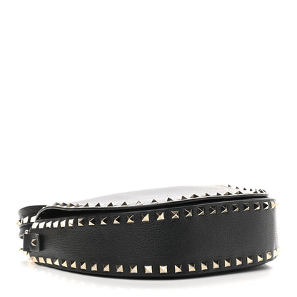 Valentino Garavani Vitello Large Rockstud Halfmoon Saddle Bag Black 3 of 9