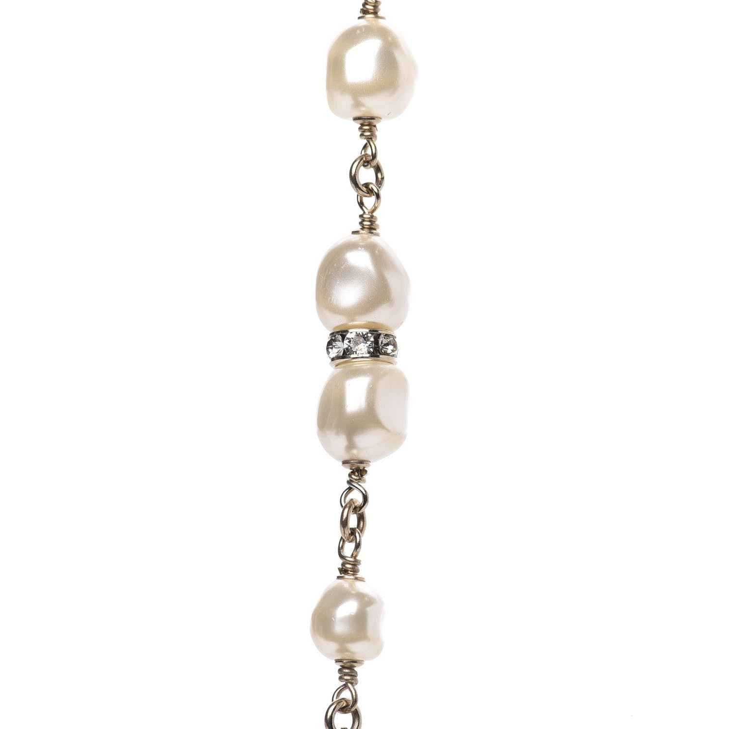 Chanel Pearl Beaded Crystal CC Long Necklace Gold Multi 4 of 7