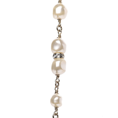 Chanel Pearl Beaded Crystal CC Long Necklace Gold Multi 4 of 7