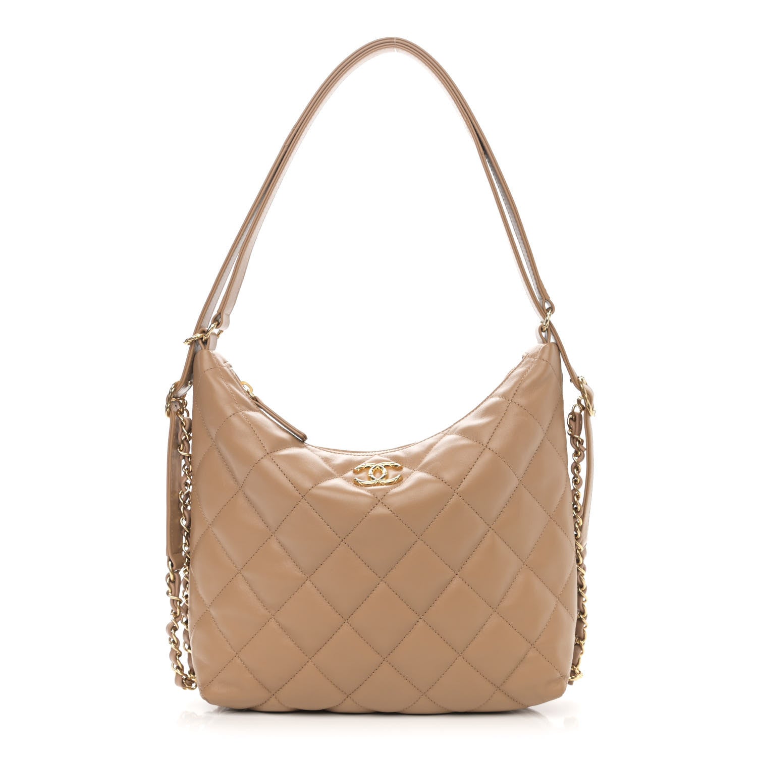 Chanel Lambskin Quilted Maxi Hobo Beige 1 of 11