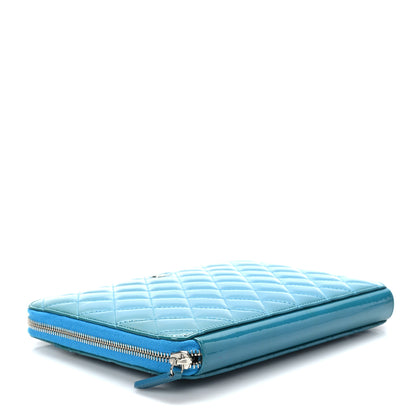 Chanel Patent Quilted Travel Case Blue 4 of 9