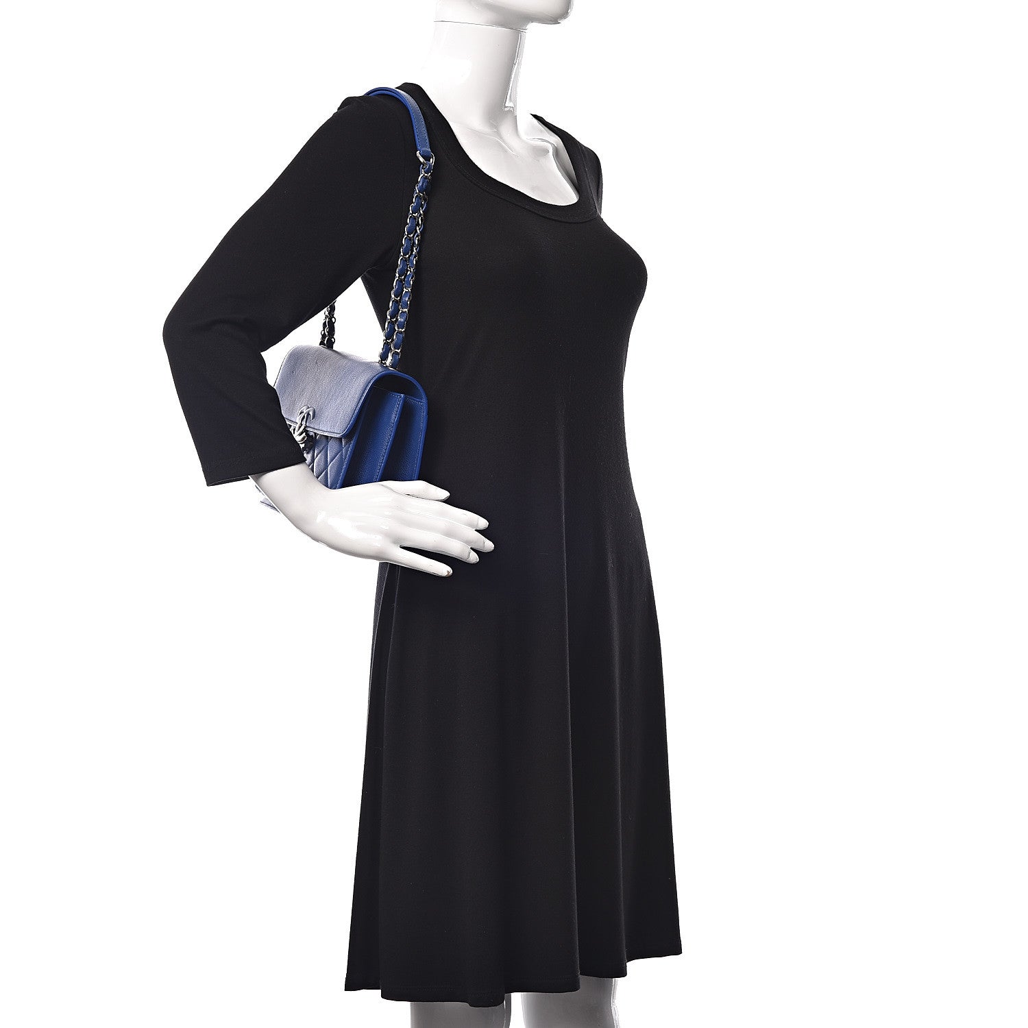 Chanel Grained Calfskin Quilted Large CC Box Flap Blue 2 of 7