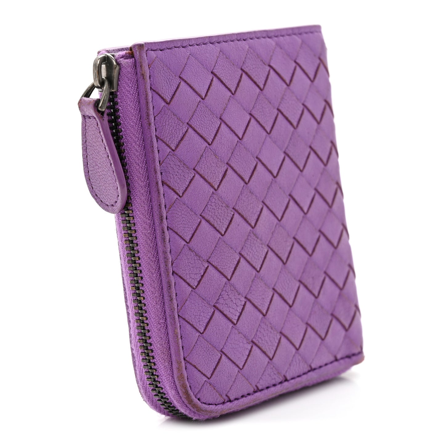 Nappa Intrecciato Zip Around Compact Wallet Byzantine