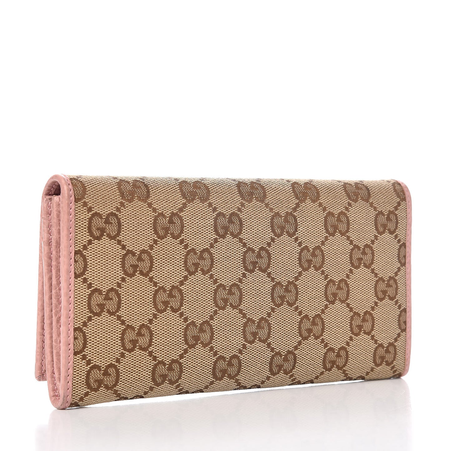Monogram Dollar Calfskin Continental Flap Wallet Beige Ebony Soft Pink