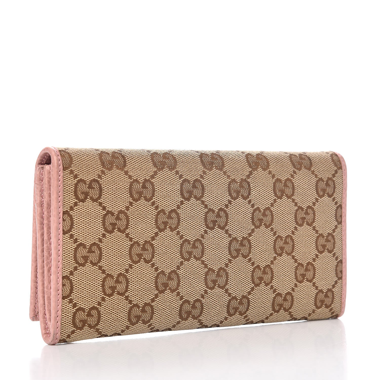 Gucci Monogram Dollar Calfskin Continental Flap Wallet Beige Ebony Soft Pink 3 of 8