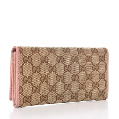 Gucci Monogram Dollar Calfskin Continental Flap Wallet Beige Ebony Soft Pink 3 of 8