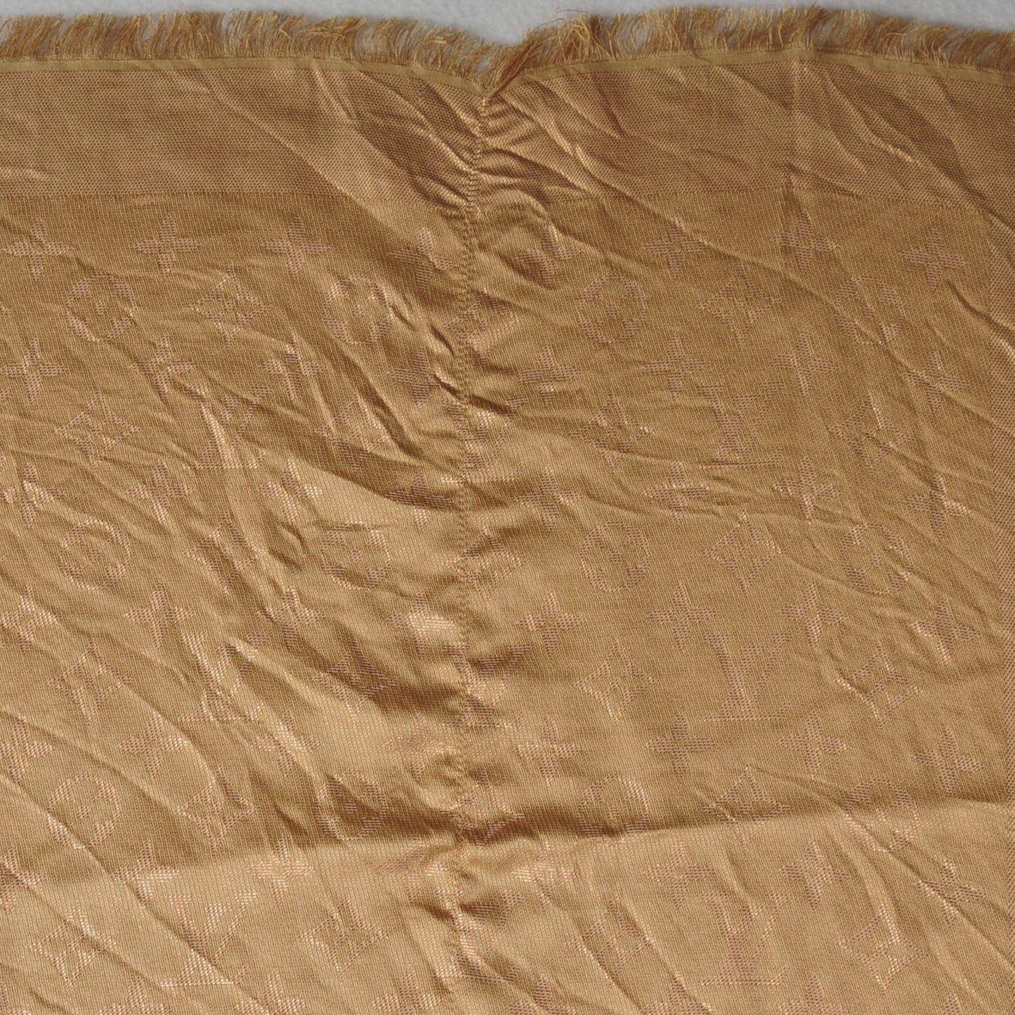 Silk Wool Monogram Voile Shawl Gold
