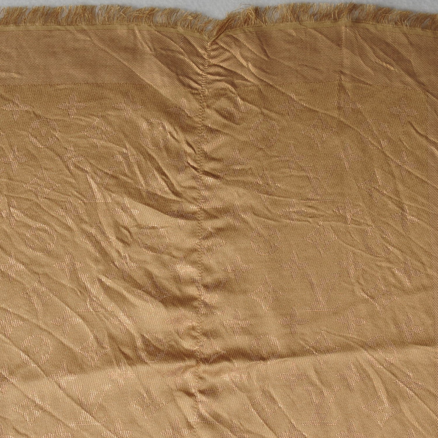 Louis Vuitton Silk Wool Monogram Voile Shawl Gold 6 of 7