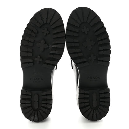 Prada Metal Triangle Logo Double Chocolate Loafers 38 Black 6 of 9