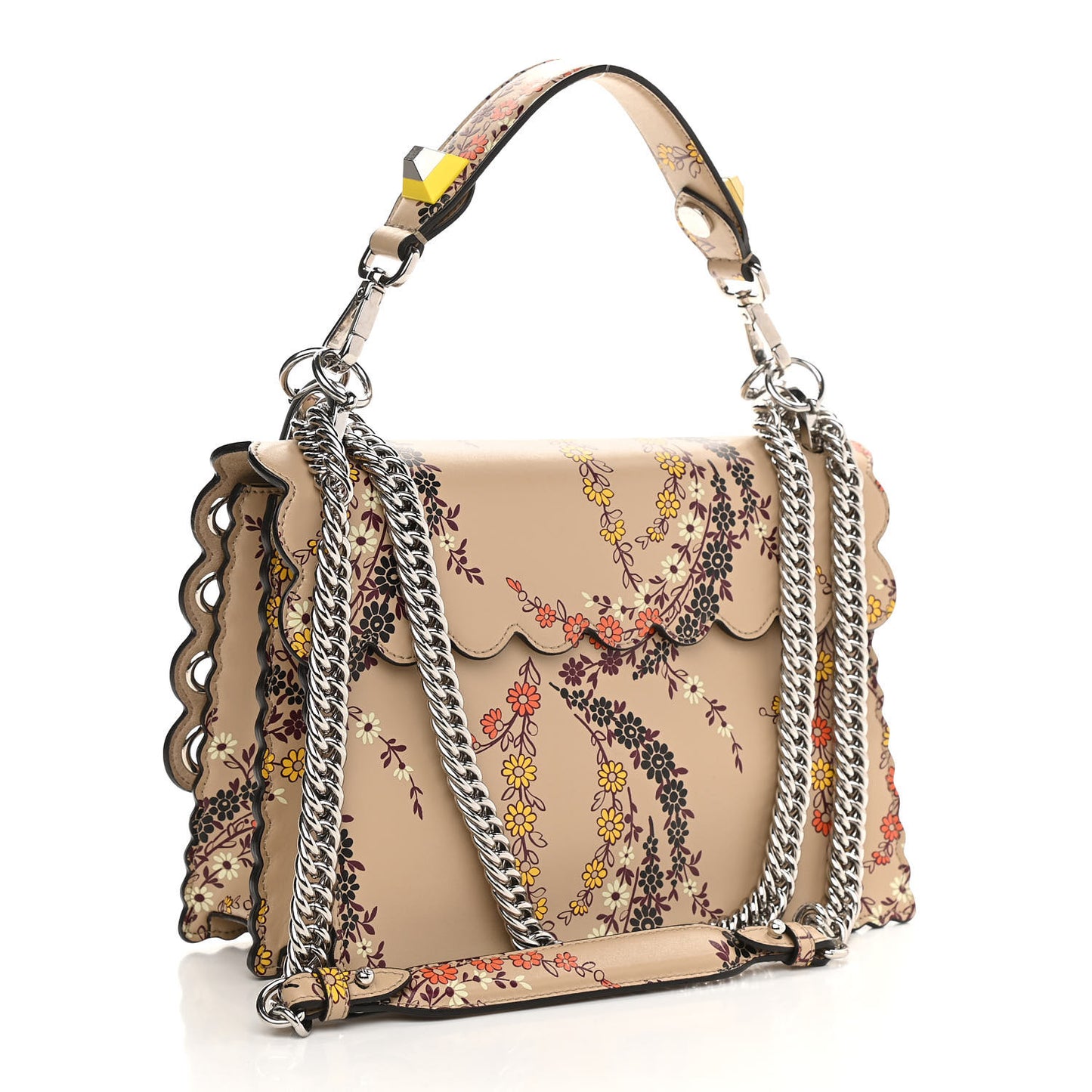 Calfskin Japanese Blossom Scalloped Studded Kan I Shoulder Bag